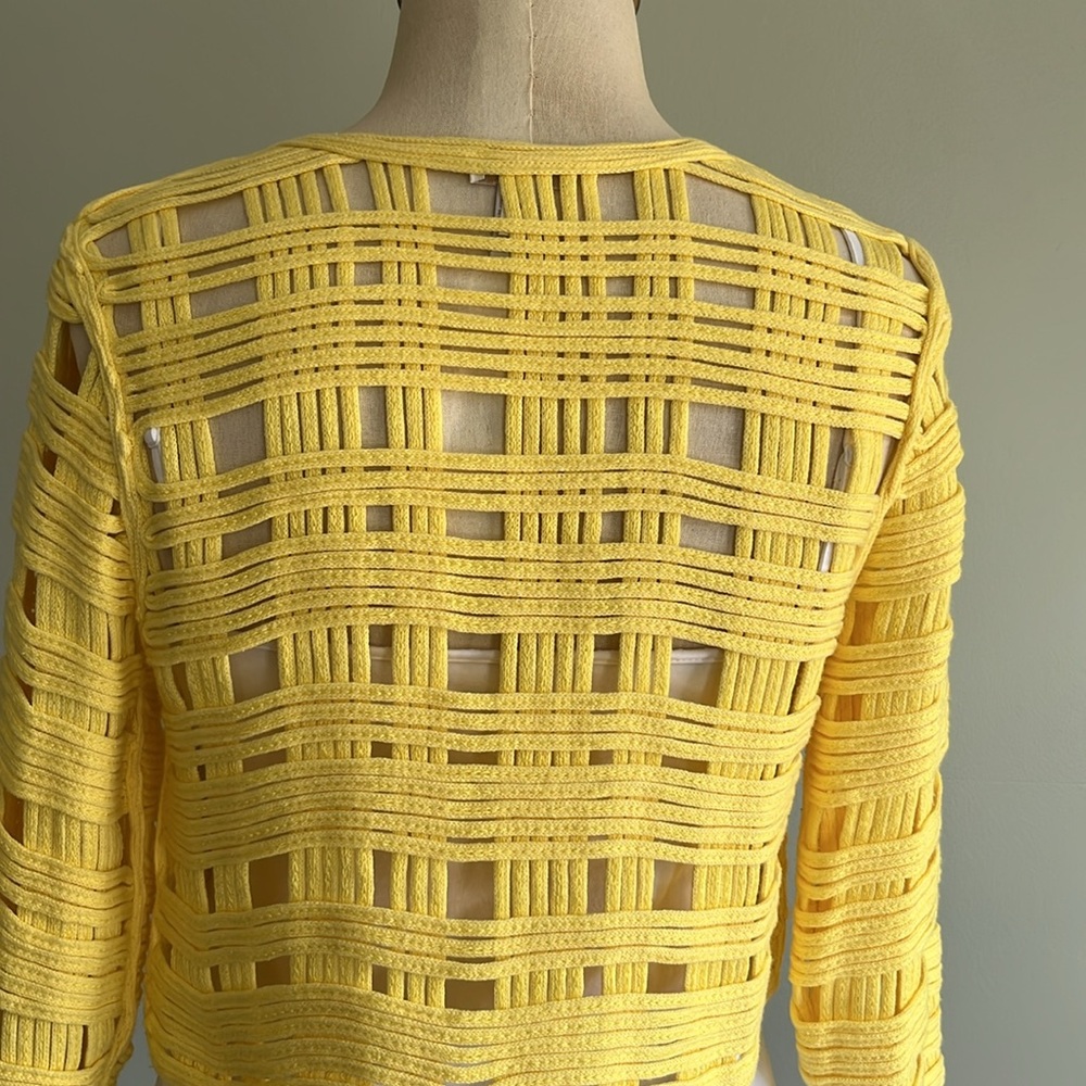 Vintage Yellow Open Weave Cardigan - Picture 5 of 7